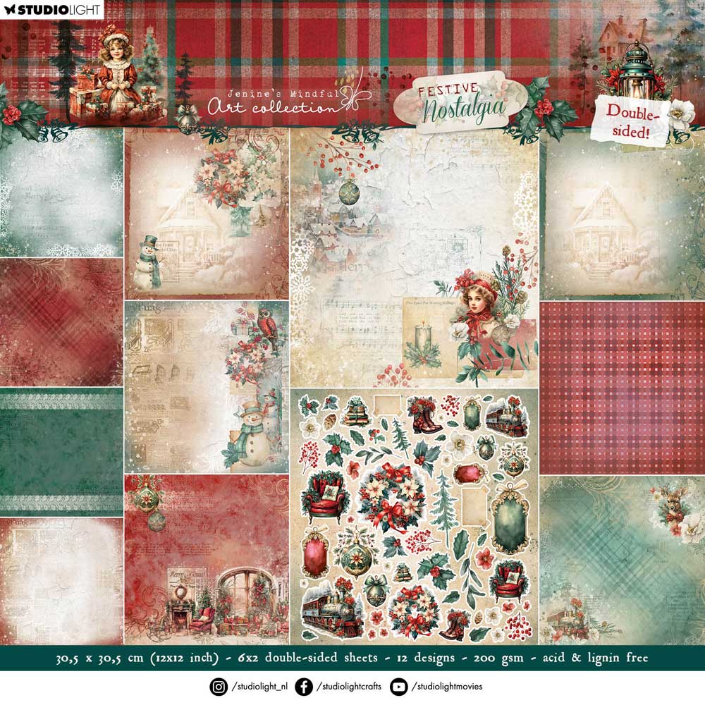 Jenine's Mindful Art Festive Nostalgia Collection - 12" x 12" Paper Pad [JMA-FN-DPP252]
